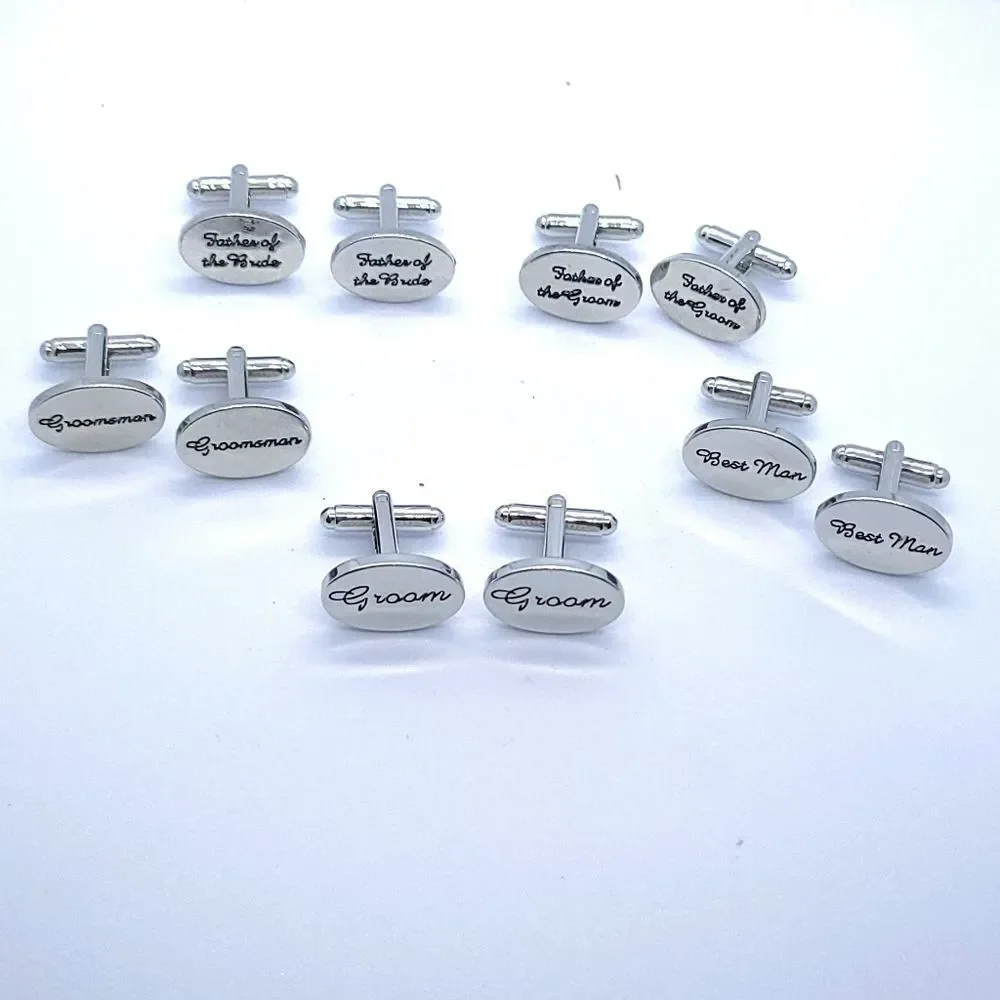 BEST MAN Wedding Cufflinks Silver Engraved Bridal Party Formal Tuxedo Cuff Links